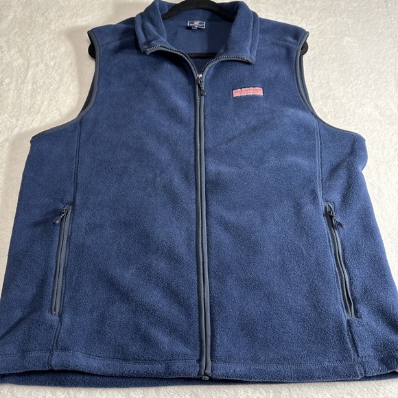 Vineyard Vines Men's Med Navy Full Zip Fleece Vest Whale Logo Martha's Vineyard - Picture 11 of 12